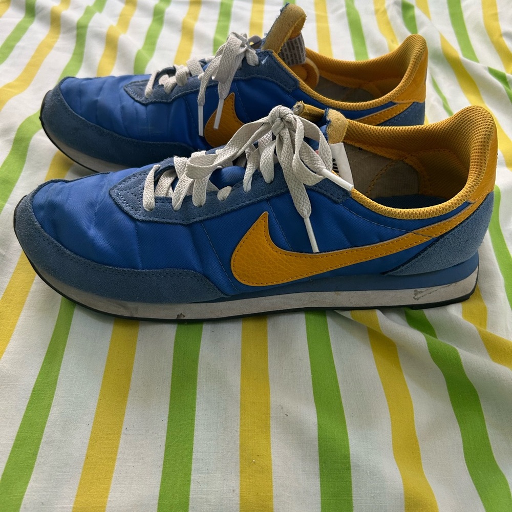 Nike Blue and Yellow Men's Sneakers